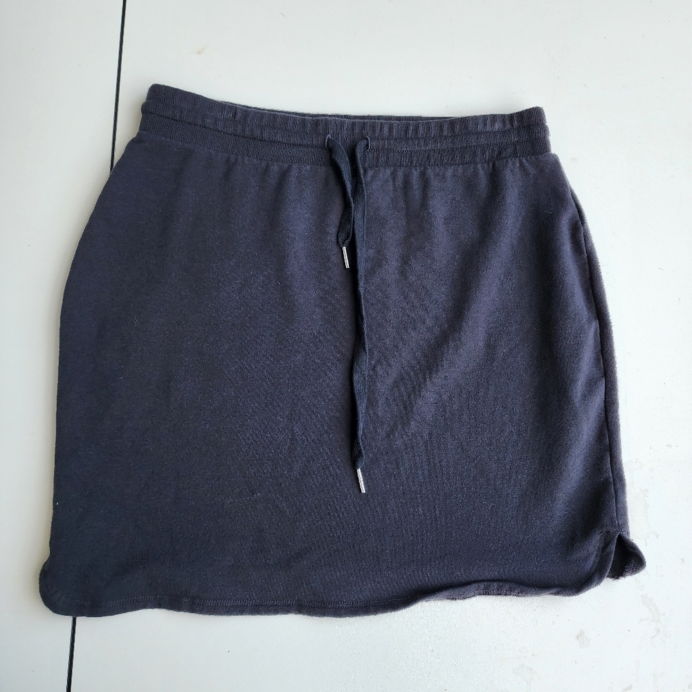 DAILY RITUAL Women's Sweatshirt Mini Summer Skirt Black Drawstring Sz M